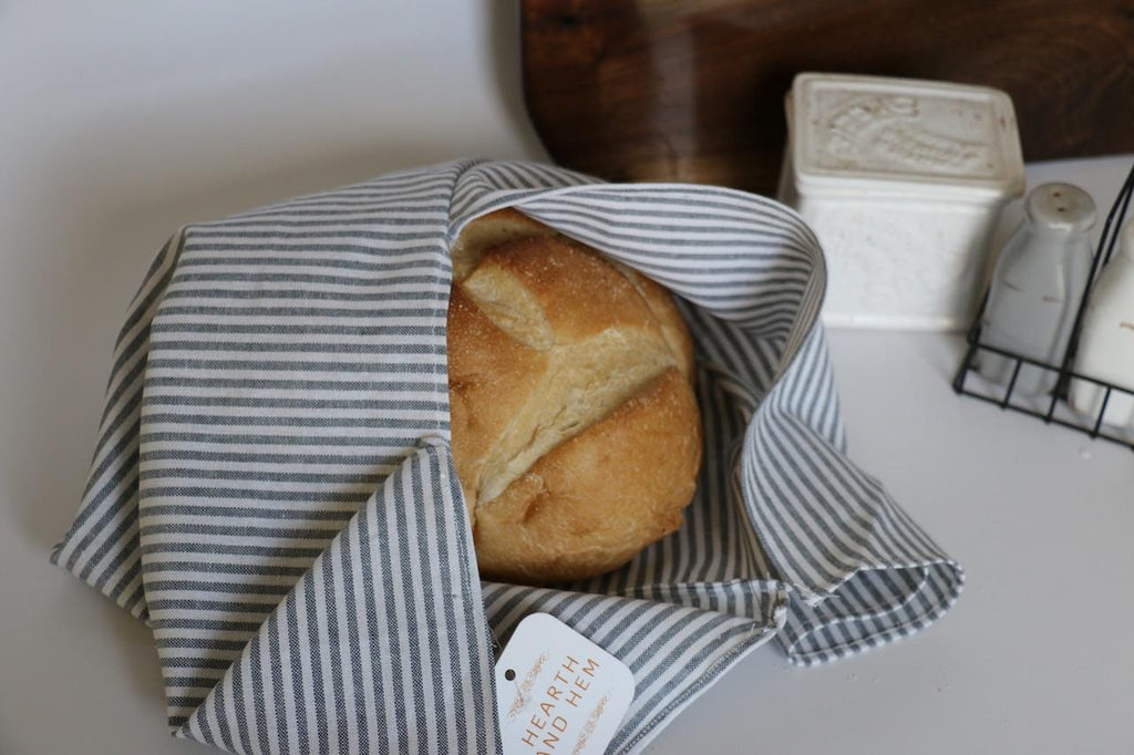 Handmade Sourdough Bread Bag: Keep Your Loaves Fresh in Style! | Blue Thin Striped