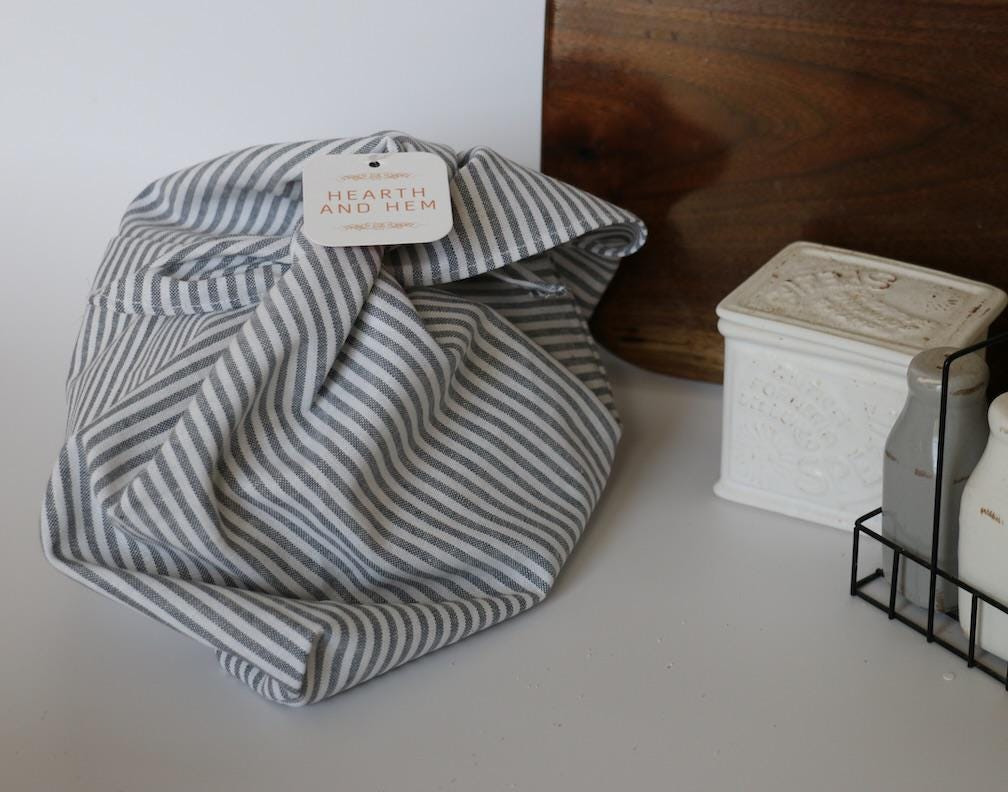 Handmade Sourdough Bread Bag: Keep Your Loaves Fresh in Style! | Blue Thin Striped