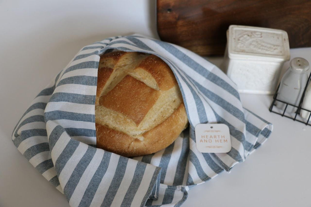 Handmade Sourdough Bread Bag: Keep Your Loaves Fresh in Style! | French Blue Stripe