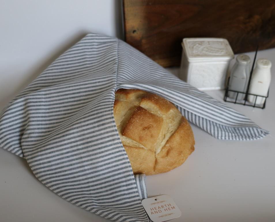 Handmade Sourdough Bread Bag: Keep Your Loaves Fresh in Style! | Blue Thin Striped