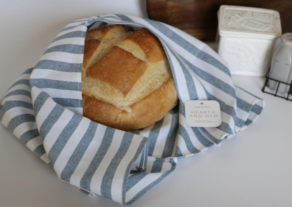 Handmade Sourdough Bread Bag: Keep Your Loaves Fresh in Style! | French Blue Stripe