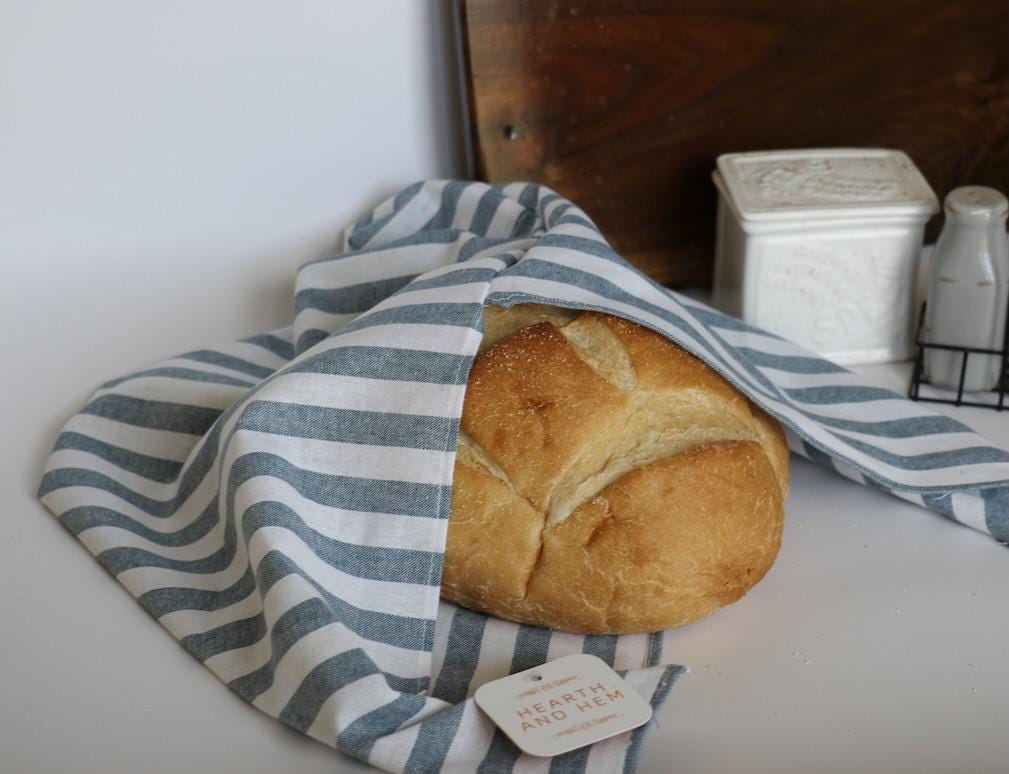 Handmade Sourdough Bread Bag: Keep Your Loaves Fresh in Style! | French Blue Stripe