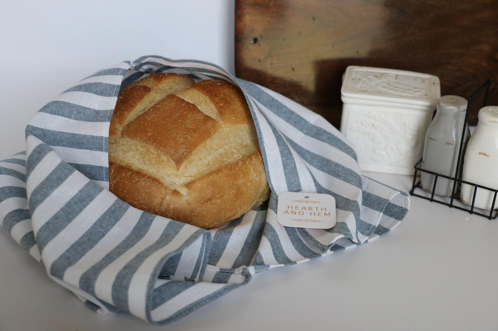 Handmade Sourdough Bread Bag: Keep Your Loaves Fresh in Style! | French Blue Stripe